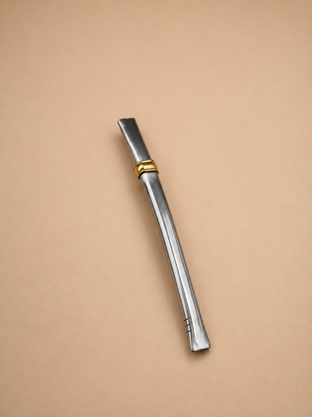 Flache gebogene Bombilla aus Edelstahl & Bronze