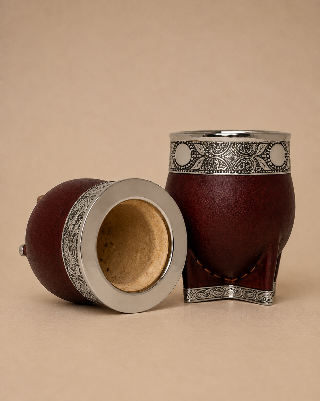 Mate de alpaca premium y cuero